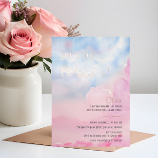 Elle est sur nuage 9 rose nuptiale invitation