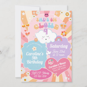 Elle est sur un nuage 9 fille invitation d'anniver