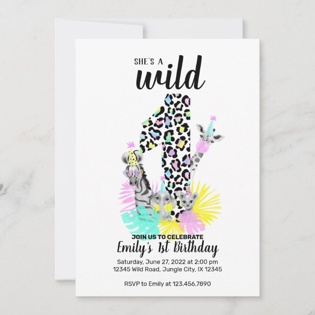 Elle est une invitation Wild ONE 1er anniversaire (Devant)