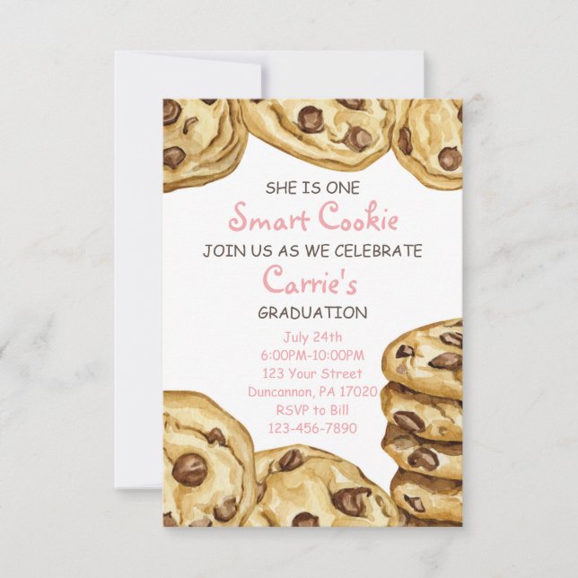 Elle est une Smart Cookie Graduation Invitation (Devant)