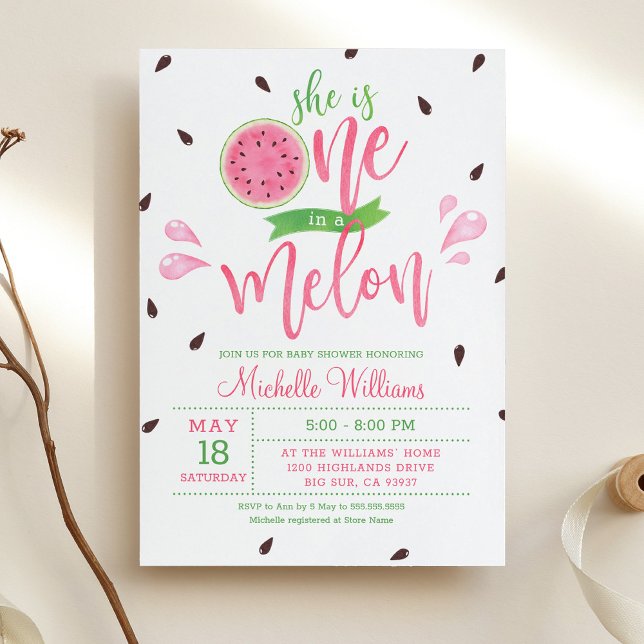 Elle est une sur Melon Baby shower Invitation (Créateur téléchargé)