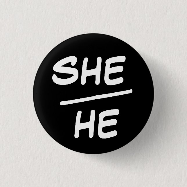 Elle/Il Pronoun Badge noir et blanc (Devant)