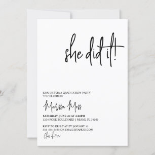 Elle L'A Fait Moderne Graduation Party Invitation