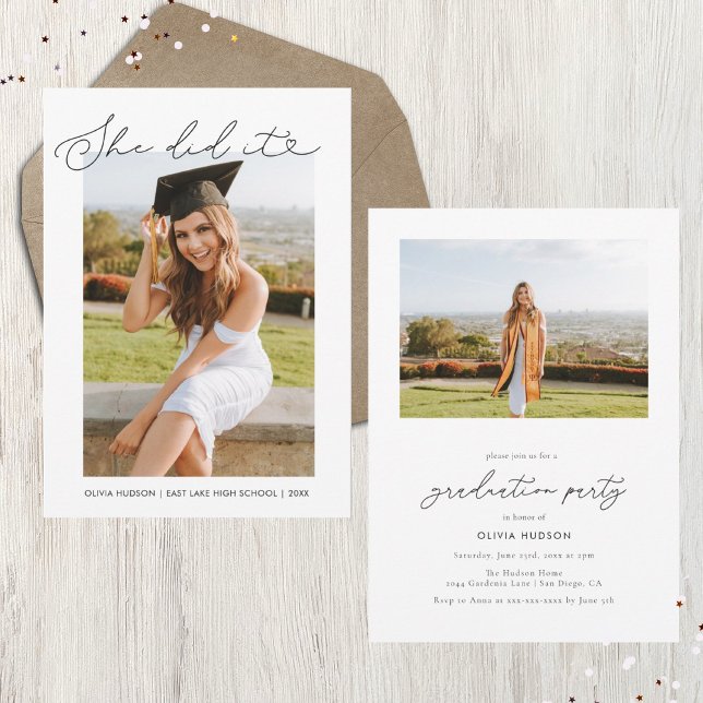 Elle L'A Fait Typographie Coeur Diplôme Invitation (Créateur téléchargé)