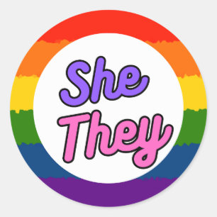 Elle Prononounes Stickers Queer Arc-en-ciel