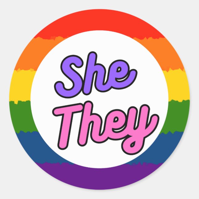 Elle Prononounes Stickers Queer Arc-en-ciel (Devant)