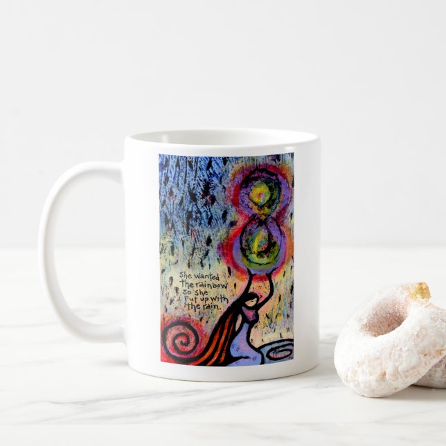 Elle Recherchée la tasse inspirée d'arc-en-ciel (Avec donut)