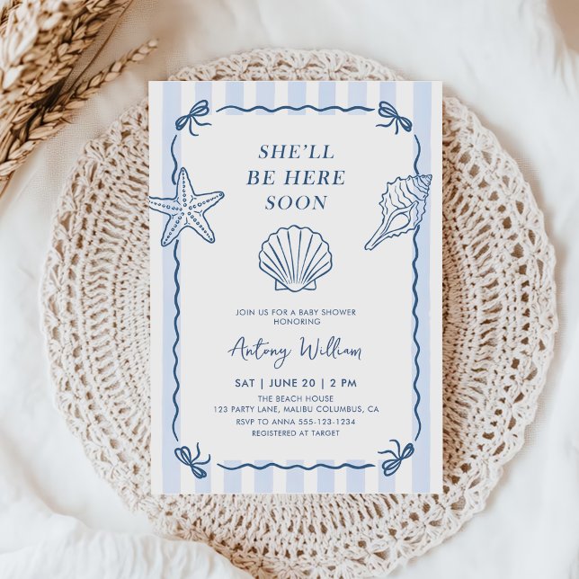 Elle sera bientôt là Invitation Baby Shower Coquil (Créateur téléchargé)