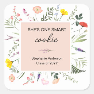 Elle Un Smart Cookie Fleur sauvage Sticker Graduat