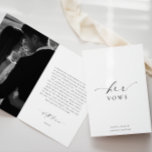 Ellesmere Photo Carte Mariage Vows<br><div class="desc">La carte de voeux mariage Ellesmere présente un design minimaliste moderne sur un arrière - plan blanc pour un look propre et simple. L'en-tête de script est une image qui ne peut pas être modifiée. Tous les autres textes sont entièrement modifiables. Faites imprimer la carte avec vos voeux tapés directement...</div>
