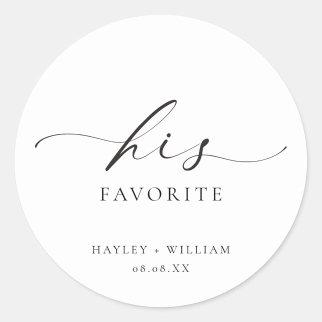 Ellesmere Son Favori Autocollant Rond Classique (Ellesmere His Favorite Wedding Favors Sticker)