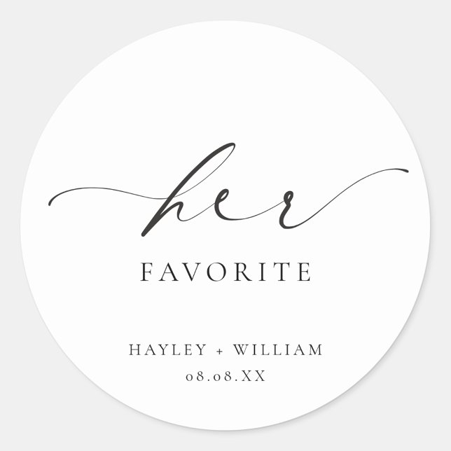 Ellesmere Son Favori Favor Autocollant Rond Classi (Ellesmere Her Favorite Wedding Favors Sticker)