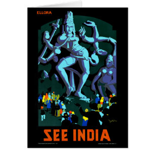 Ellora Voir Inde Poster Vintage voyage restauré