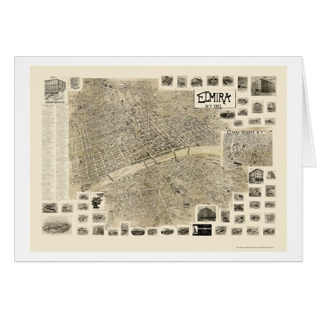 Elmira, carte panoramique de NY - 1901 (Devant horizontal)