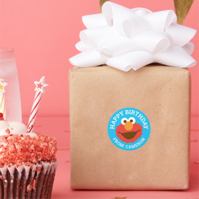 Elmo Face | Joyeuse étiquette cadeau d'anniversair (Fête)
