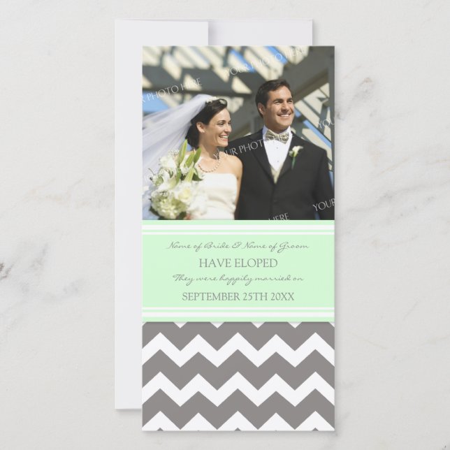 Elopement Faire-part Carte photo Grey Chevron (Devant)
