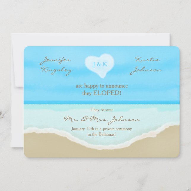 Elopement Faire-part Invitation Plage Aquarelle (Devant)