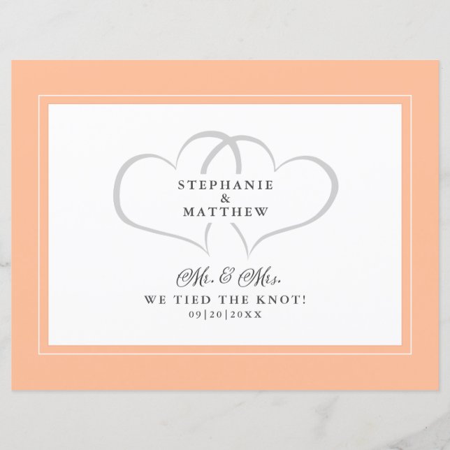 Elopement Nous Avons Lié Le Knot Mr & Mrs Peach Ca (Devant)