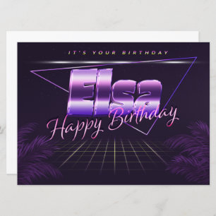 Elsa Nom Prénom lila retro Carte Anniversaire