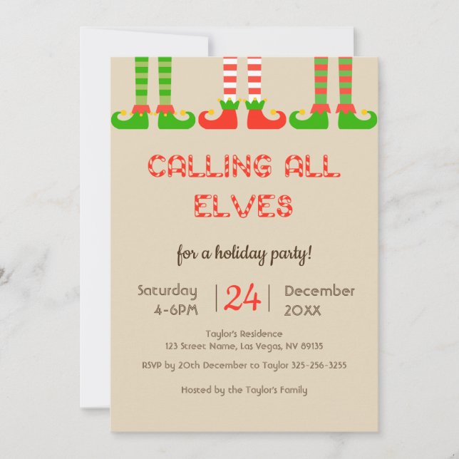 Elves Noël Fête Invitation (Devant)