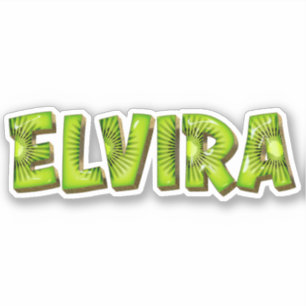 Elvira Nom Autocollant Stickers Design Kiwi