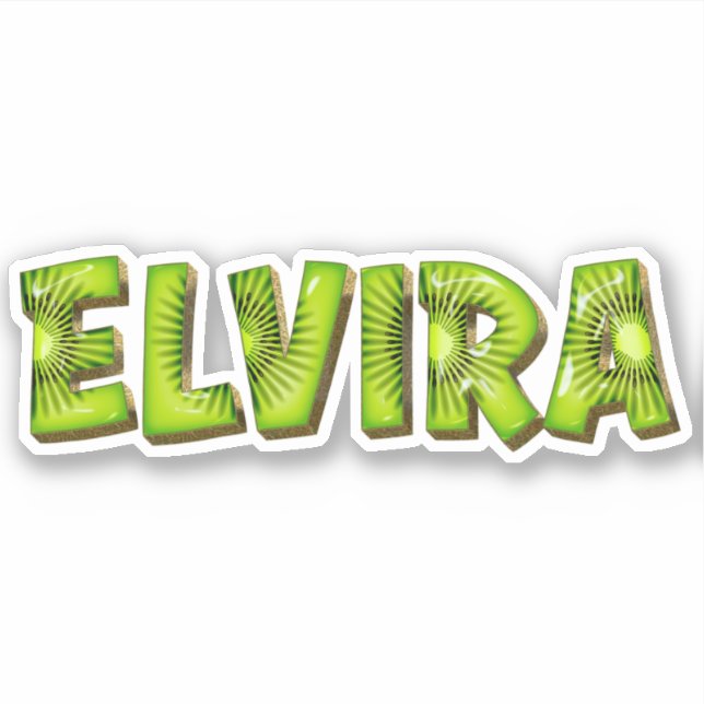 Elvira Nom Autocollant Stickers Design Kiwi (Devant)