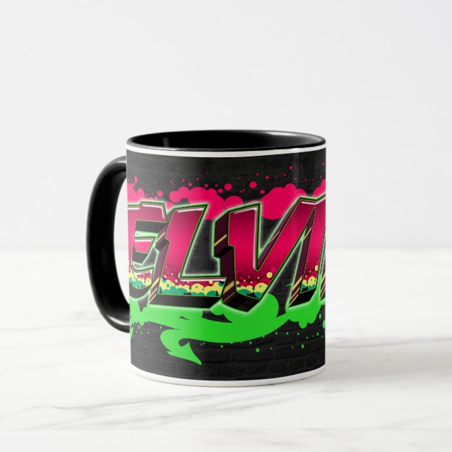 Elvira prénom Graffiti red Tasse verte (Devant gauche)