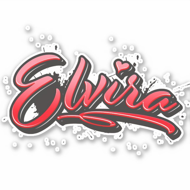 Elvira rouge Heart Graffiti Autocollant Sticker (Devant)