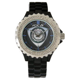 Émail noir, fausse pierre, montre RX-8