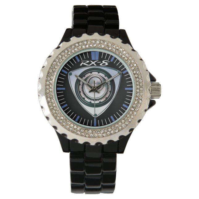 Émail noir, Rhinestone, Montre RX-8 (devant)