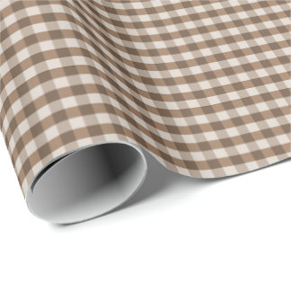 Emballage Cadeau à Motif Vichy Marron et Crème
