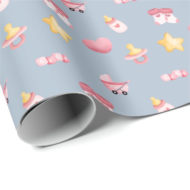 Emballage cadeau bébé fille adorable (Coin rond)
