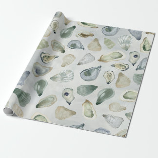Emballage cadeau de coquilles huîtres aquarelle