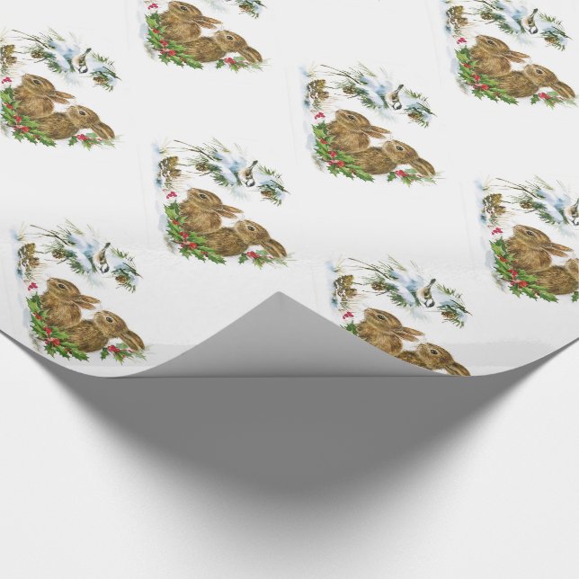 Emballage cadeau de Noël/Lapins et Oiseaux (Coin)