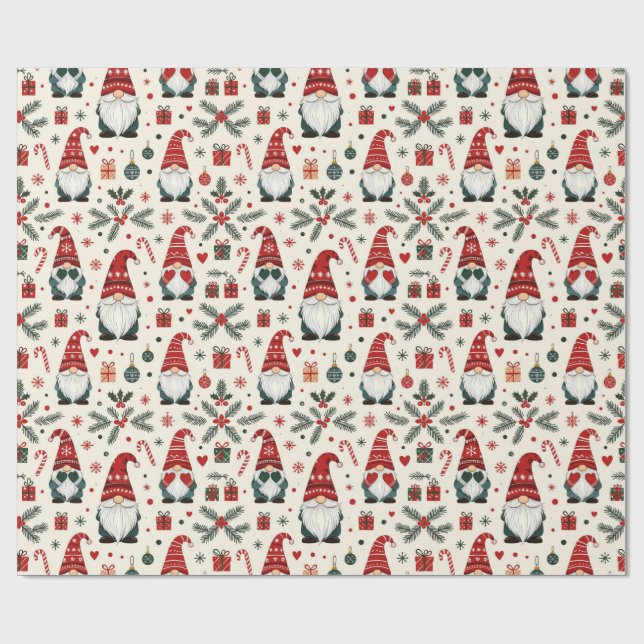 Emballage Cadeau de Noël Moderne Drôle de Gnome Fê (Plat)