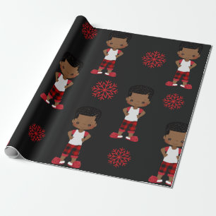 Emballage cadeau de Noël pour garçon afro-améri