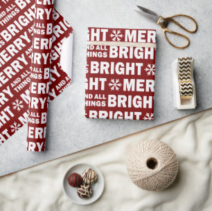 Emballage cadeau de Noël   Rouge foncé Joyeux et L