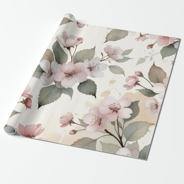 Emballage Cadeau de Pâques Fleur de Cerisier Vert  (Déroulé)