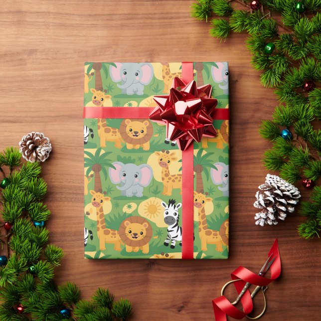 Emballage cadeau déroulé avec un thème de jungle l (Créateur téléchargé)