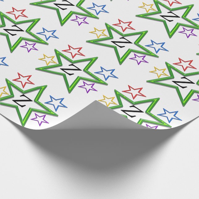 Emballage Cadeau - Étoiles avec Initiale (Coin)