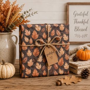 Emballage cadeau Feuilles d'Automne en Ambre Doré