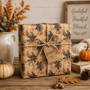 Emballage cadeau Feuilles d'automne en beige créme