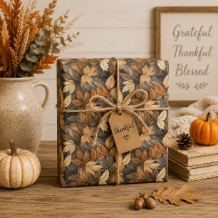 Emballage cadeau Feuilles d'automne en brun beige