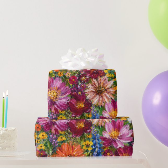 Emballage cadeau fleur sauvage peinte à la main |  (Cadeaux de fête)