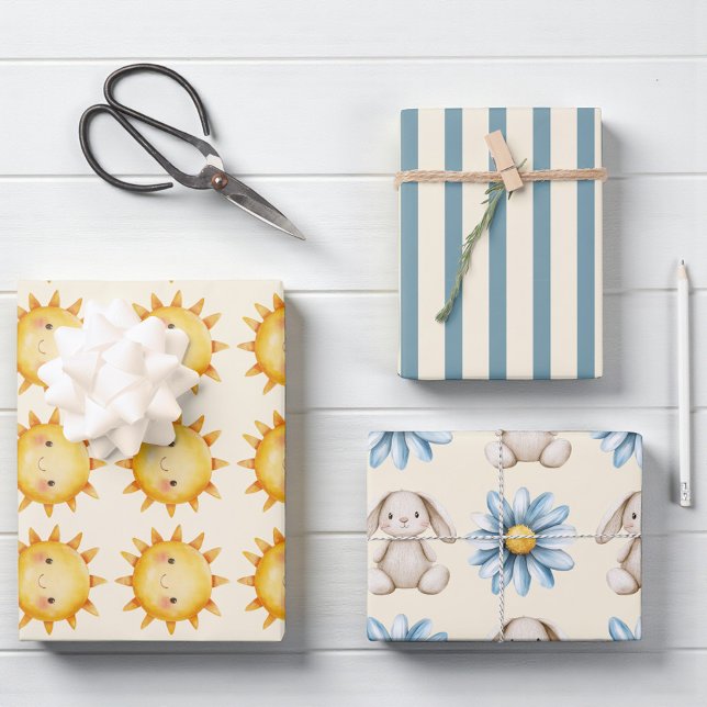Emballage Cadeau Motif Fleur Lapin Soleil Mignon (Créateur téléchargé)