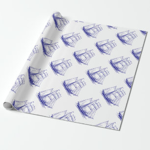 emballage cadeau papier papier voile bleu bateau b