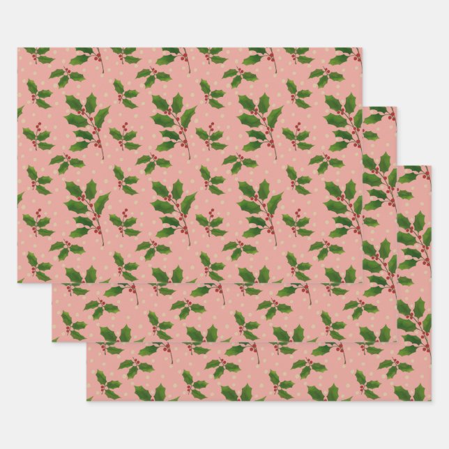 Emballage cadeau Pink Holly 3 pack (Lot)