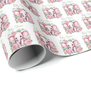 Emballage cadeau pour Baby Shower fille éléphant r
