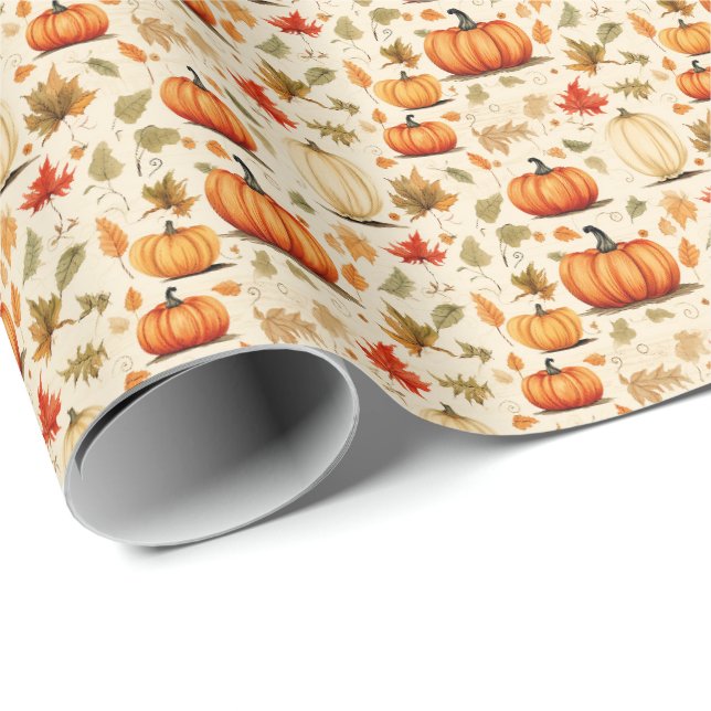 Emballage Cadeau Rustique Feuilles d'Automne Épice (Coin rond)