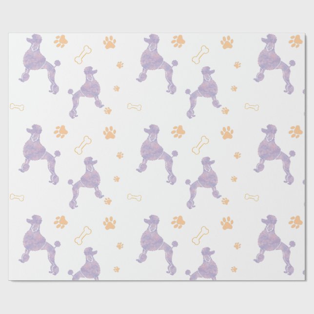 Emballage cadeau silhouette de Poodle lavande mini (Plat)